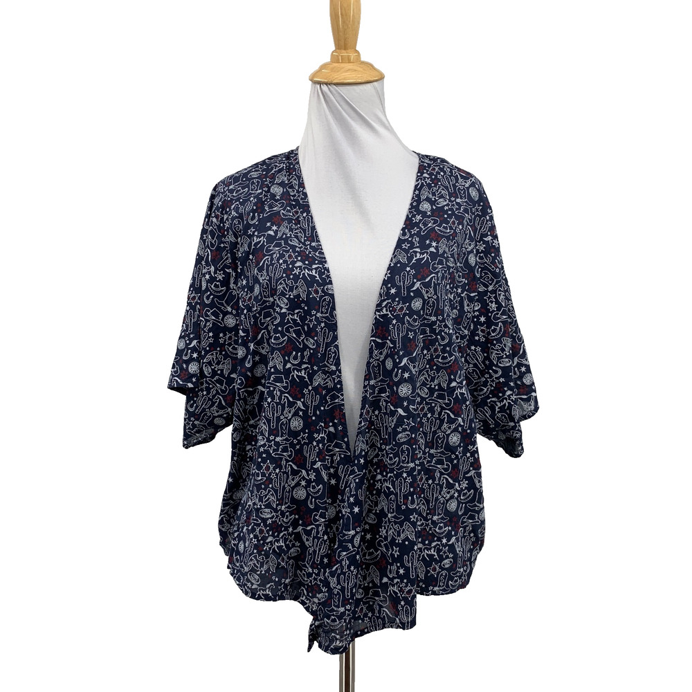 Ariat Wrap Womens M Medium Windsor Howdy Print Short Sleeve Western Open Front